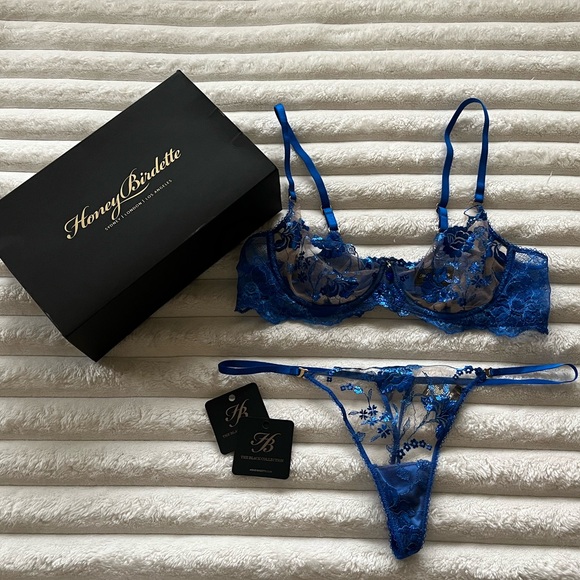 Honey Birdette “Whitney” Princess Blue Bra & Matching Thong Set! 💙 - Picture 3 of 14
